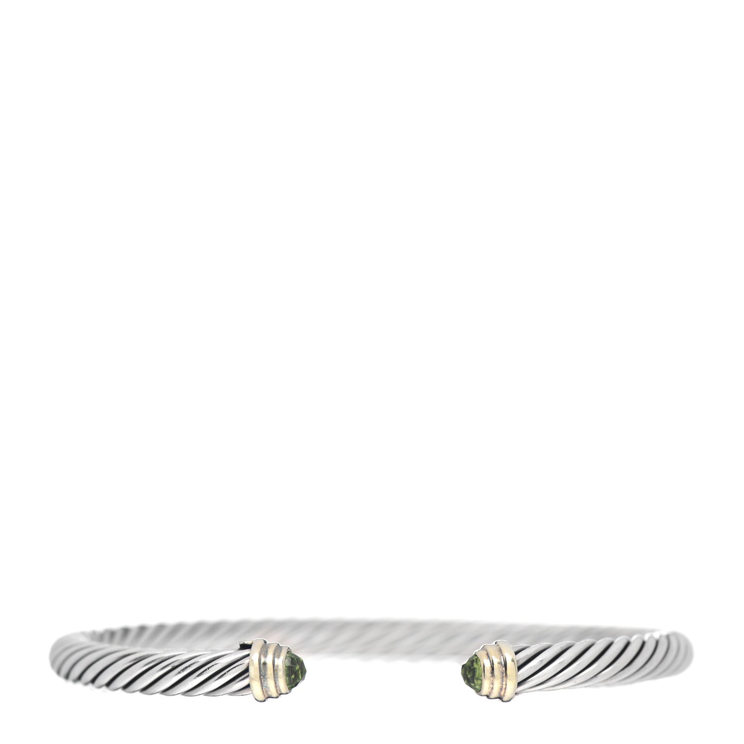 Sterling Silver 14K Yellow Gold Peridot 5mm Cable Classics Petite Color Bracelet