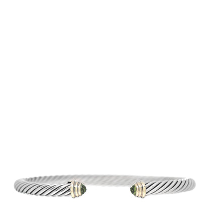 David Yurman Sterling Silver 14K Yellow Gold Peridot 5mm Cable Classics Petite Color Bracelet 1 of 4