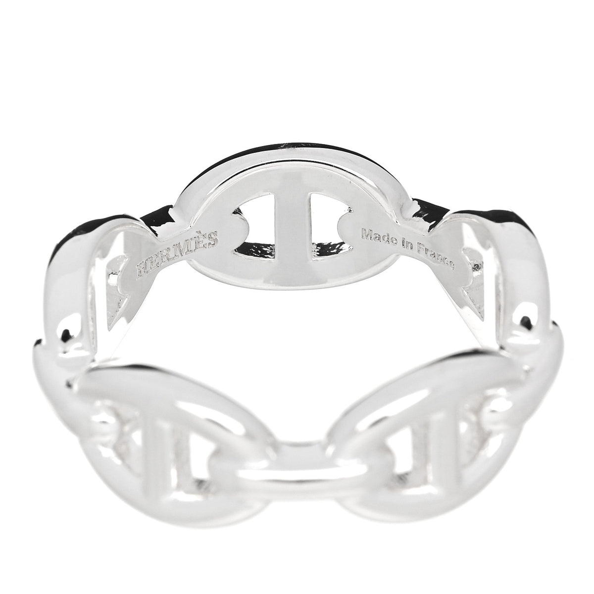 Hermes Sterling Silver PM Chaine d'Ancre Enchainee Band Ring 55 7.25 4 of 7