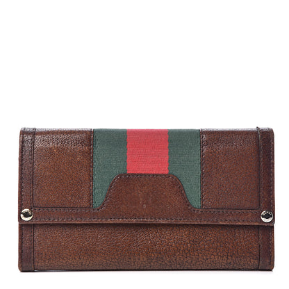 Gucci Calfskin Web Flap Wallet Brown 1 of 8