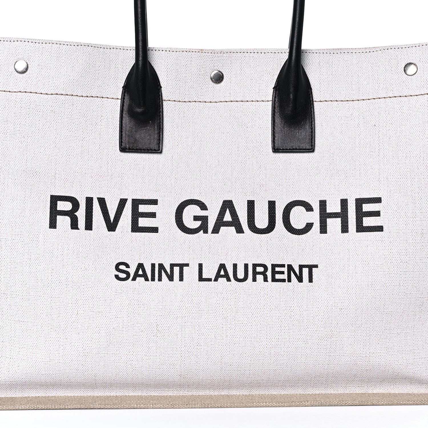 Saint Laurent Linen Calfskin Rive Gauche Tote Optic White 7 of 17