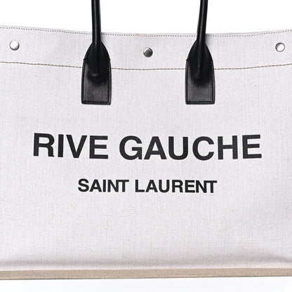 Saint Laurent Linen Calfskin Rive Gauche Tote Optic White 7 of 17