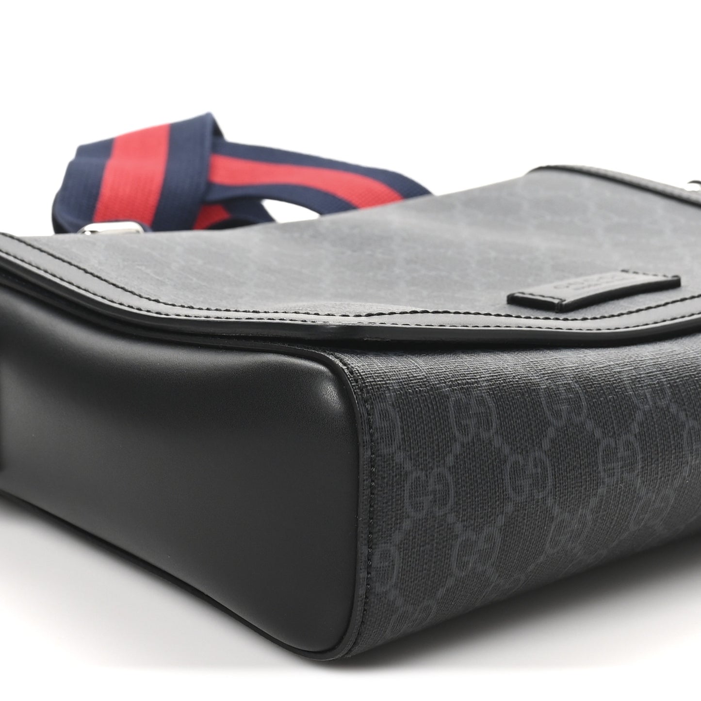 GG Supreme Monogram Appia Calfskin Web Crossbody Bag Black Grey