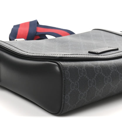 Gucci GG Supreme Monogram Appia Calfskin Web Crossbody Bag Black Grey 9 of 10