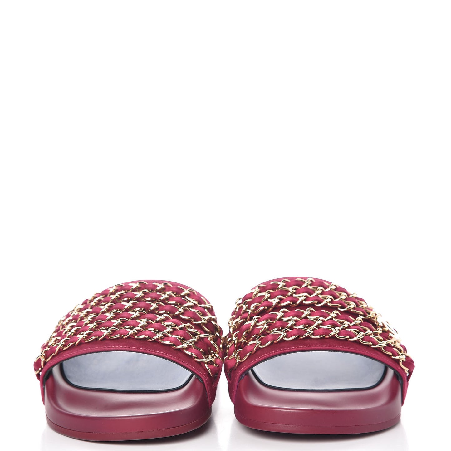 Satin Chain Flat Sandals 35 Dark Fuchsia