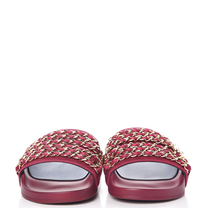 Chanel Satin Chain Flat Sandals 35 Dark Fuchsia 2 of 11