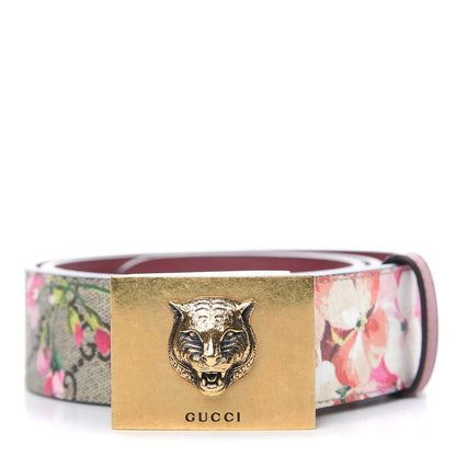 Gucci GG Plus Monogram Blooms Plaque Belt 85 34 Beige Multicolor Dry Rose 1 of 6