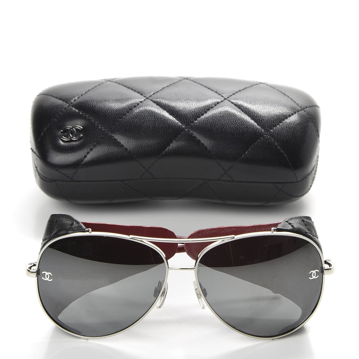Titanium Lambskin CC Pilot Sunglasses 4192 Q Black
