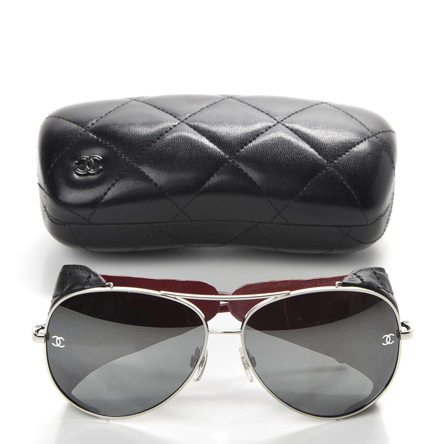 Chanel Titanium Lambskin CC Pilot Sunglasses 4192 Q Black 9 of 9