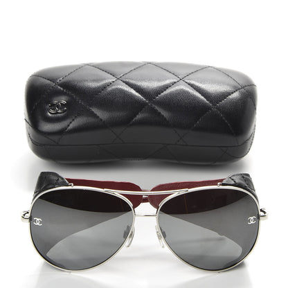 Chanel Titanium Lambskin CC Pilot Sunglasses 4192 Q Black 9 of 9