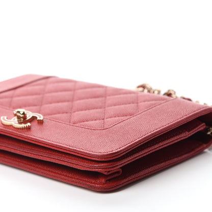 Chanel Caviar Quilted Vintage Mademoiselle Wallet On Chain WOC Red 7 of 12