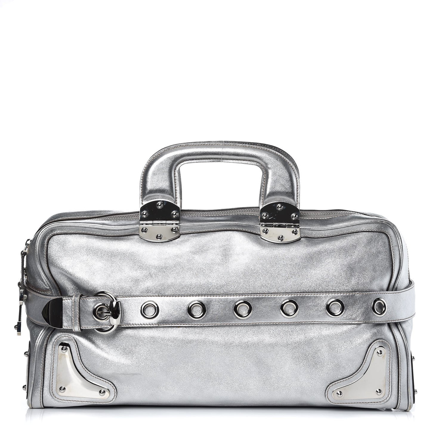Metallic Calfskin Romy Boston Silver