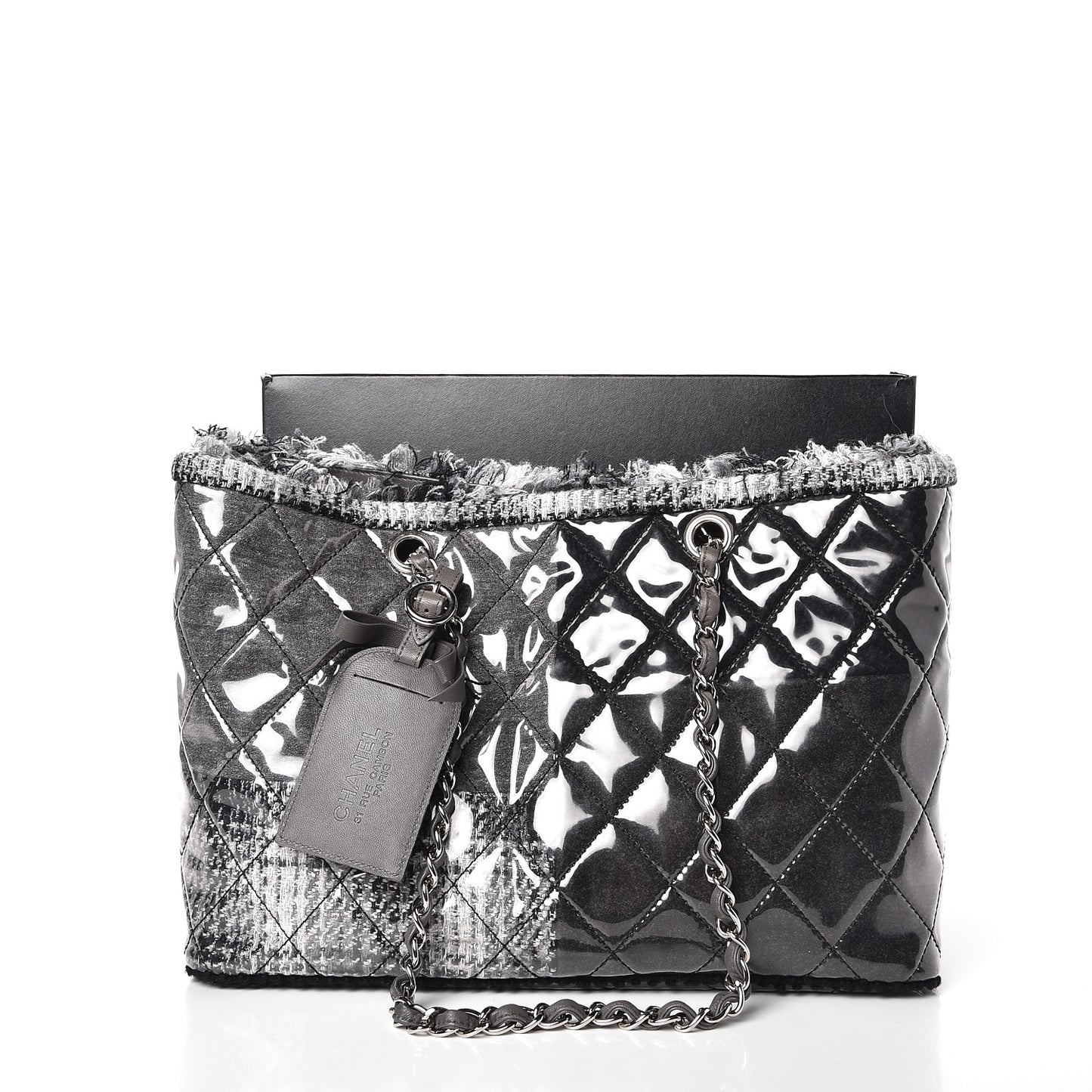 Vinyl Funny Tweed Patchwork Tote Grey