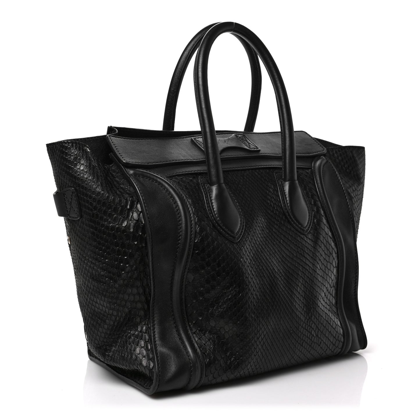 Snakeskin Smooth Calfskin Mini Luggage Black