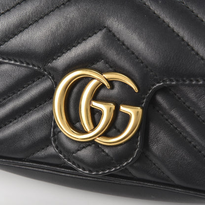 Gucci Calfskin Matelasse Super Mini GG Marmont Shoulder Bag Black 9 of 10