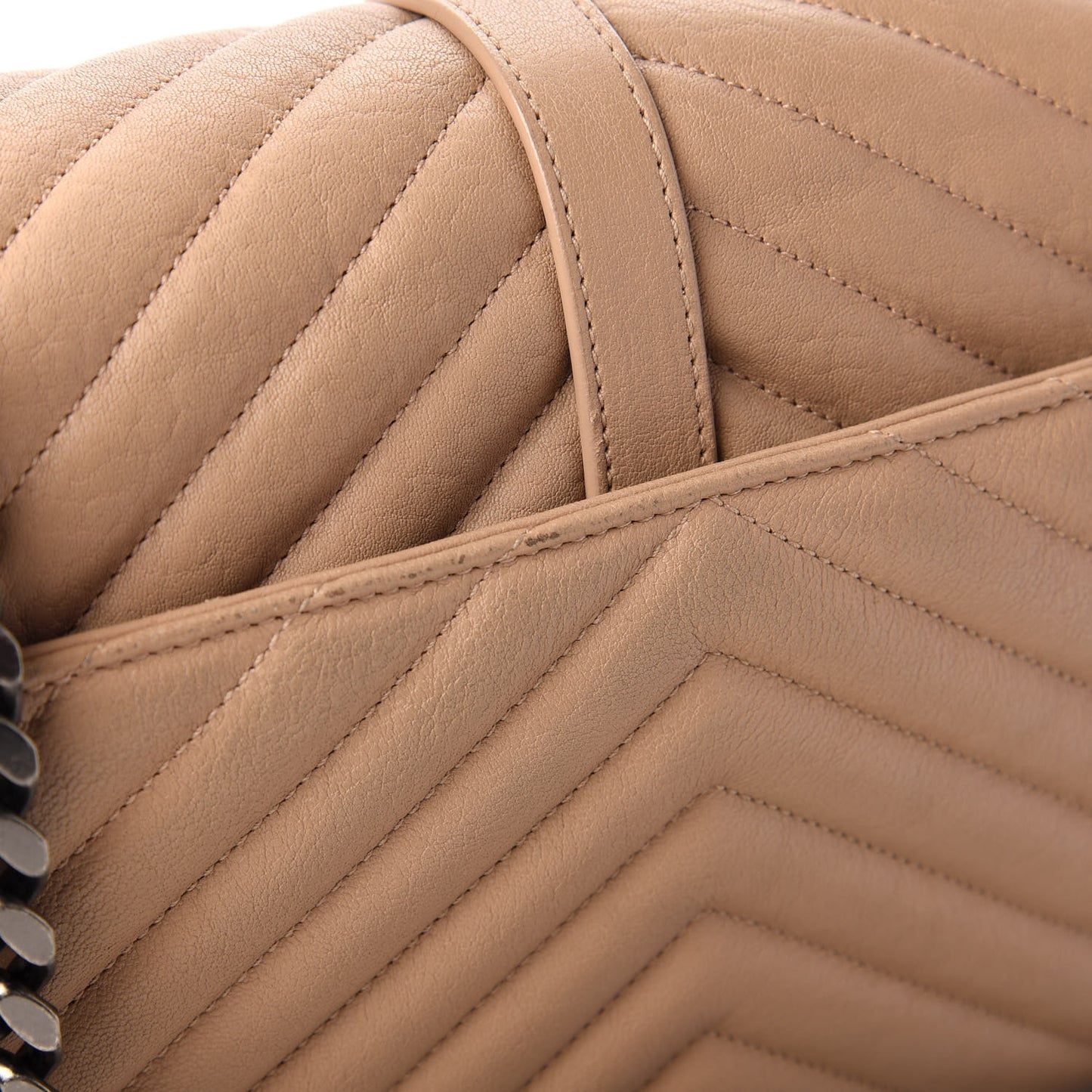 Sheepskin Matelasse Chevron Monogram Medium College Bag Taupe
