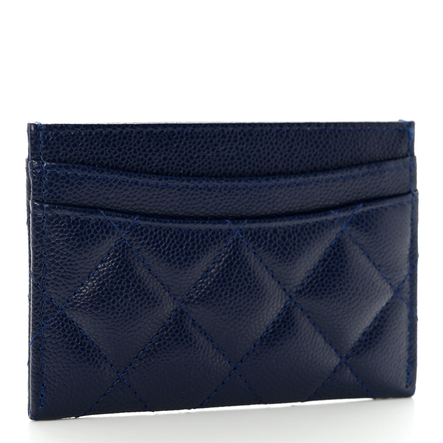 Caviar Quilted Card Holder Navy