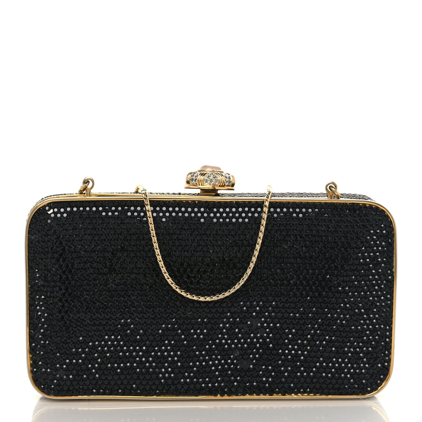 Swarovski Crystal Minaudiere Clutch Black