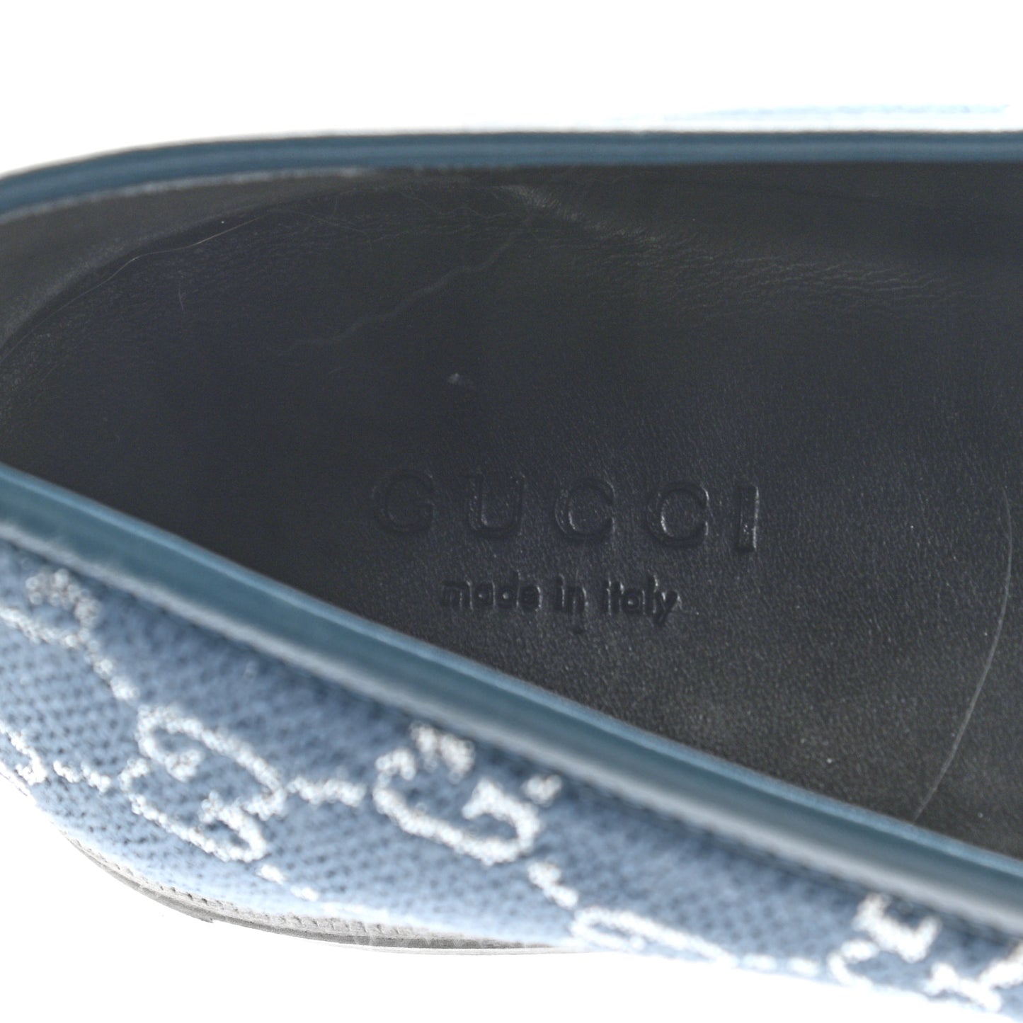 Canvas Lame GG Monogram Horsebit Womens Jordaan Loafers 38 Blue Silver