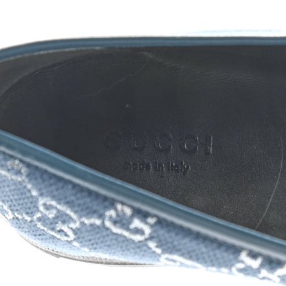 Gucci Canvas Lame GG Monogram Horsebit Womens Jordaan Loafers 38 Blue Silver 7 of 8