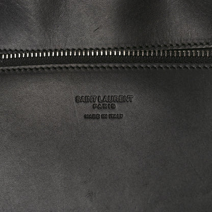 Saint Laurent Raffia Calfskin Celtic Buckle Medium Panier Tote Black 6 of 11