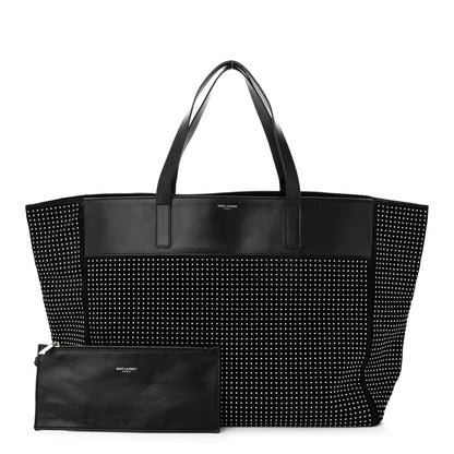 Saint Laurent Calfskin Suede Studded Reversible East West Shopping Tote Black 1 of 12