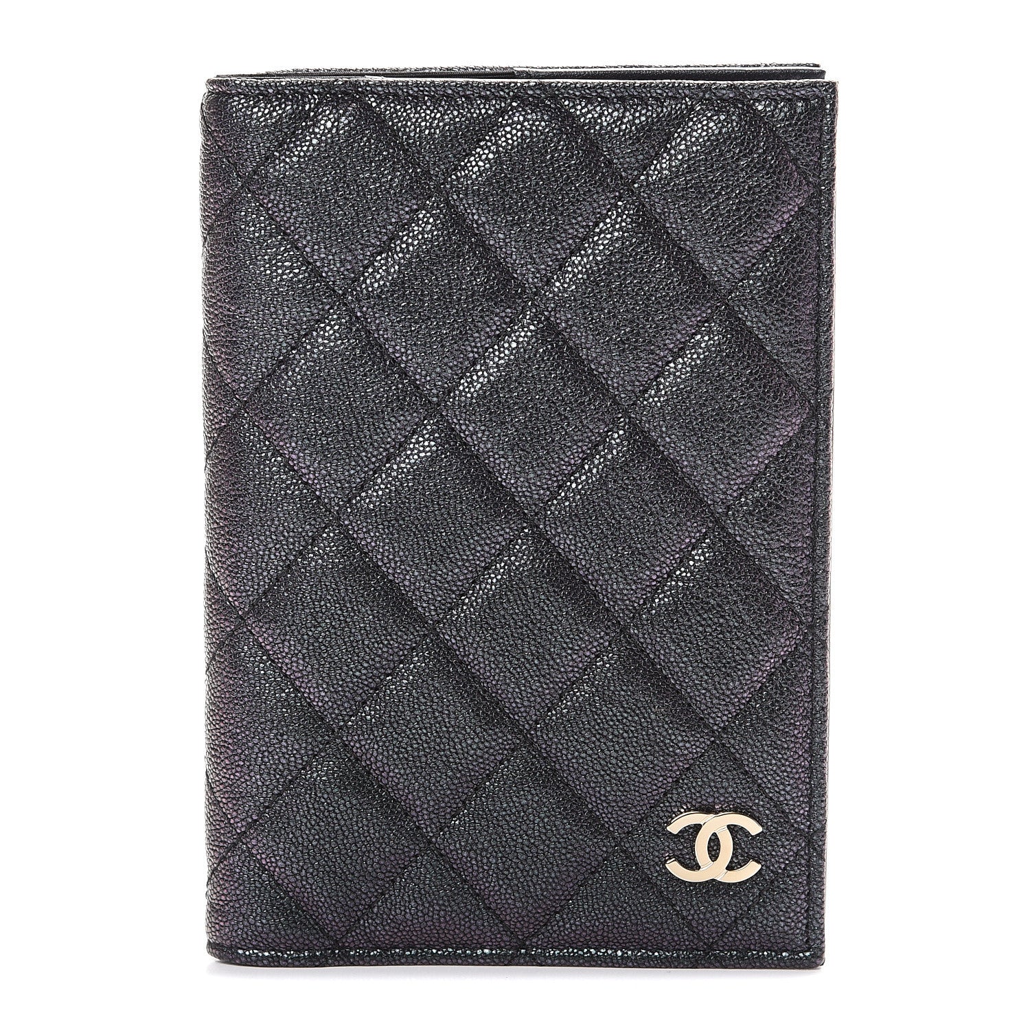 Chanel Iridescent Caviar Quilted Passport Holder Black 1 of 7