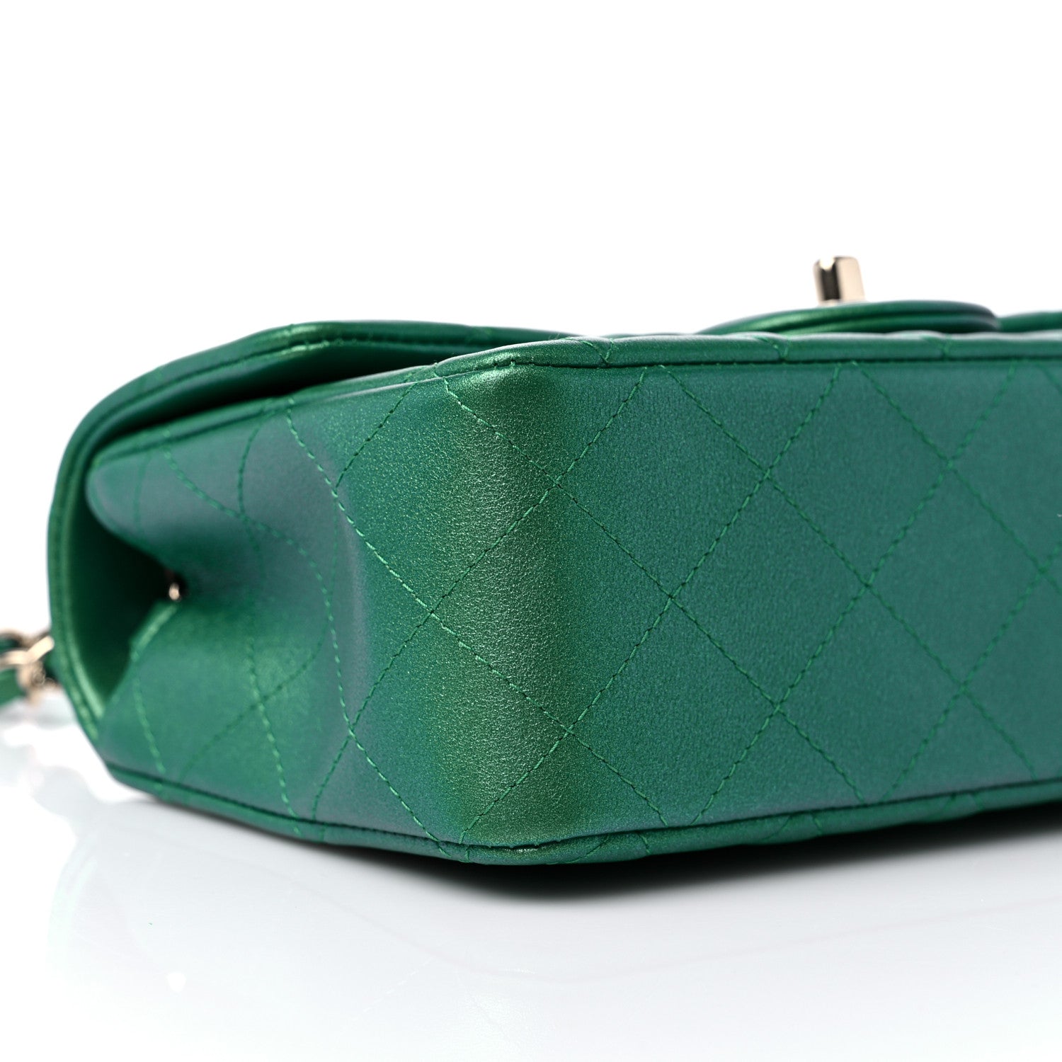 Chanel Iridescent Calfskin Quilted Mini Rectangular Flap Green 8 of 10