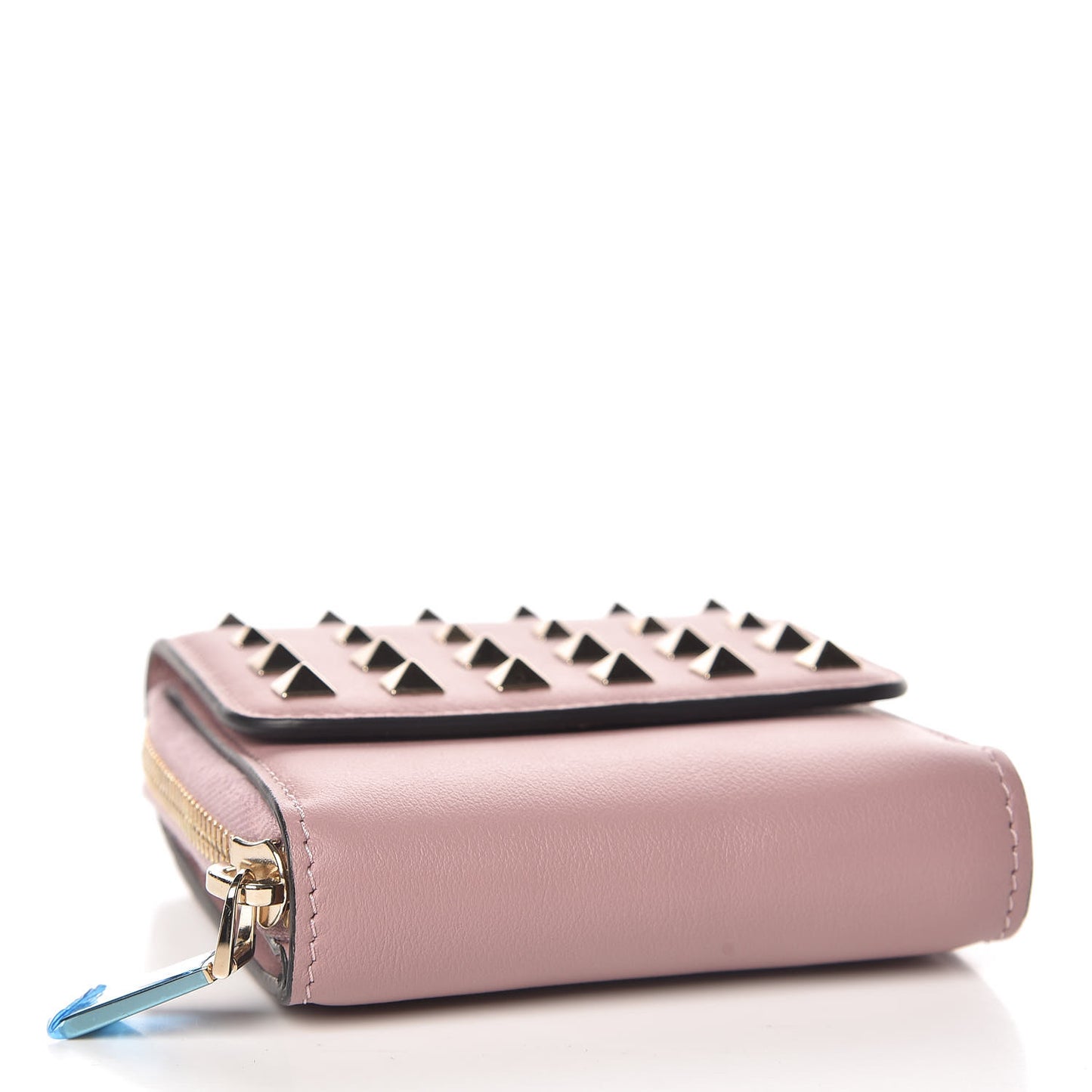 Calfskin Rockstud Carry Secrets Compact Wallet With Chain Lipstick