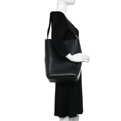 Celine Soft Grained Calfskin Sangle Bucket Bag Black 2 of 9