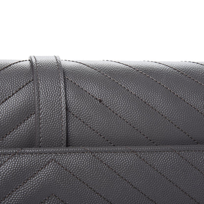 Saint Laurent Grain De Poudre Matelasse Chevron Large Monogram Satchel Earth 9 of 9