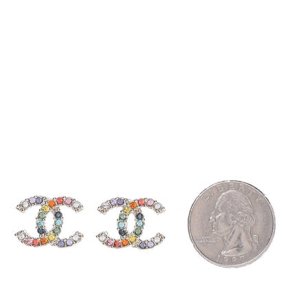 Chanel Crystal Over The Rainbow CC Earrings Gold Multicolor 2 of 5