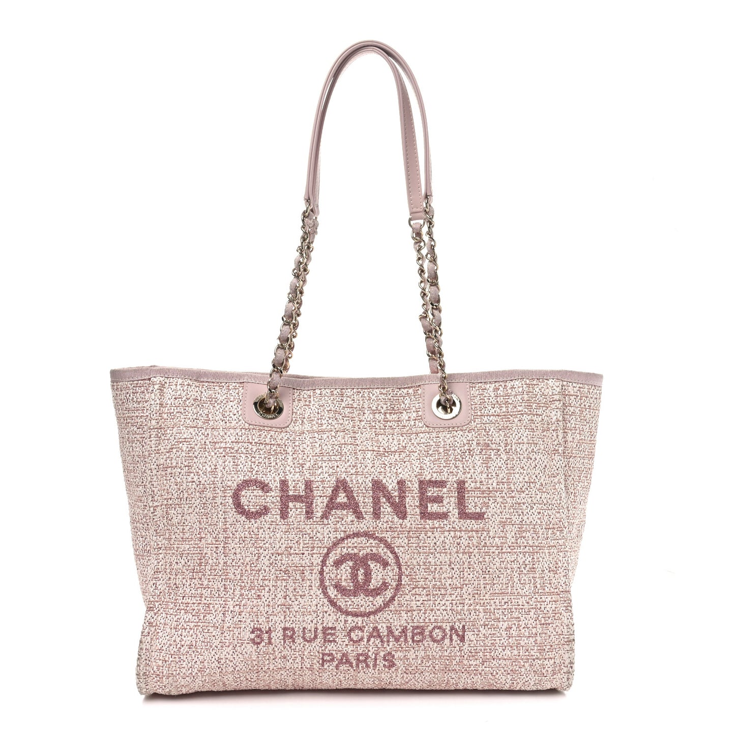 Straw Lurex Small Deauville Tote Pink