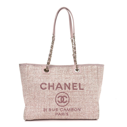 Chanel Straw Lurex Small Deauville Tote Pink 1 of 10