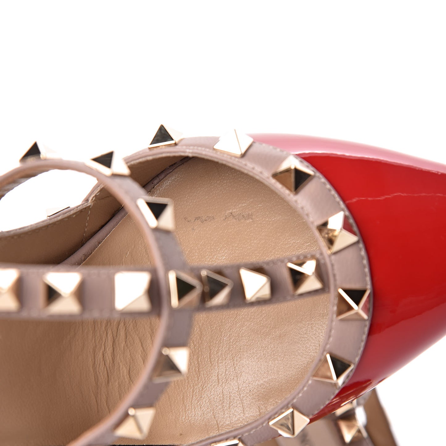 Patent Rockstud Ankle Strap 100mm Pumps 37 Rosso Valentino Poudre