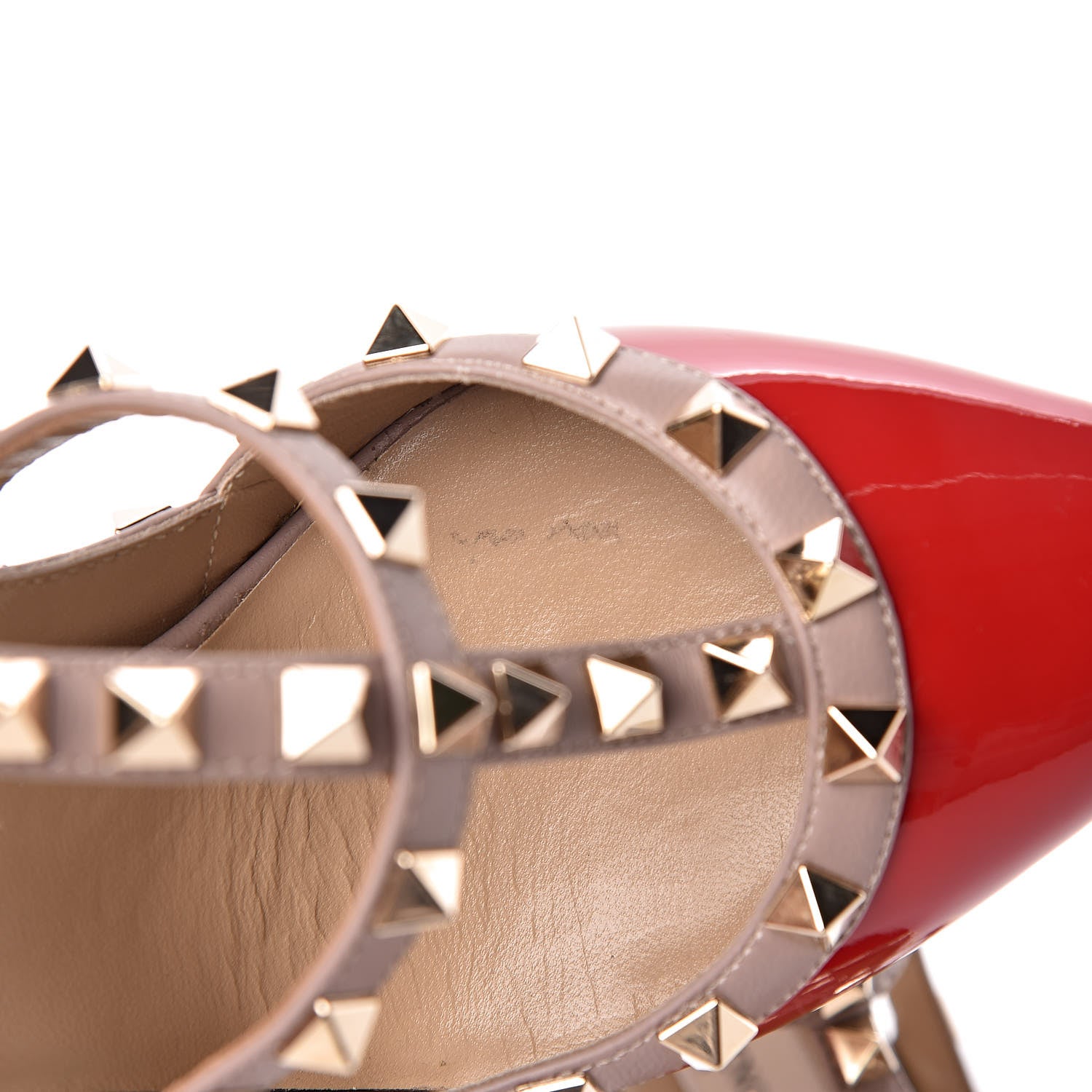Valentino Garavani Patent Rockstud Ankle Strap 100mm Pumps 37 Rosso Valentino Poudre 8 of 9