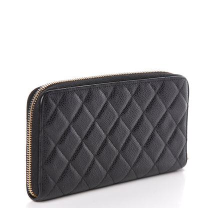 Chanel Caviar Quilted Large Gusset Zip Around Wallet Black 3 of 12