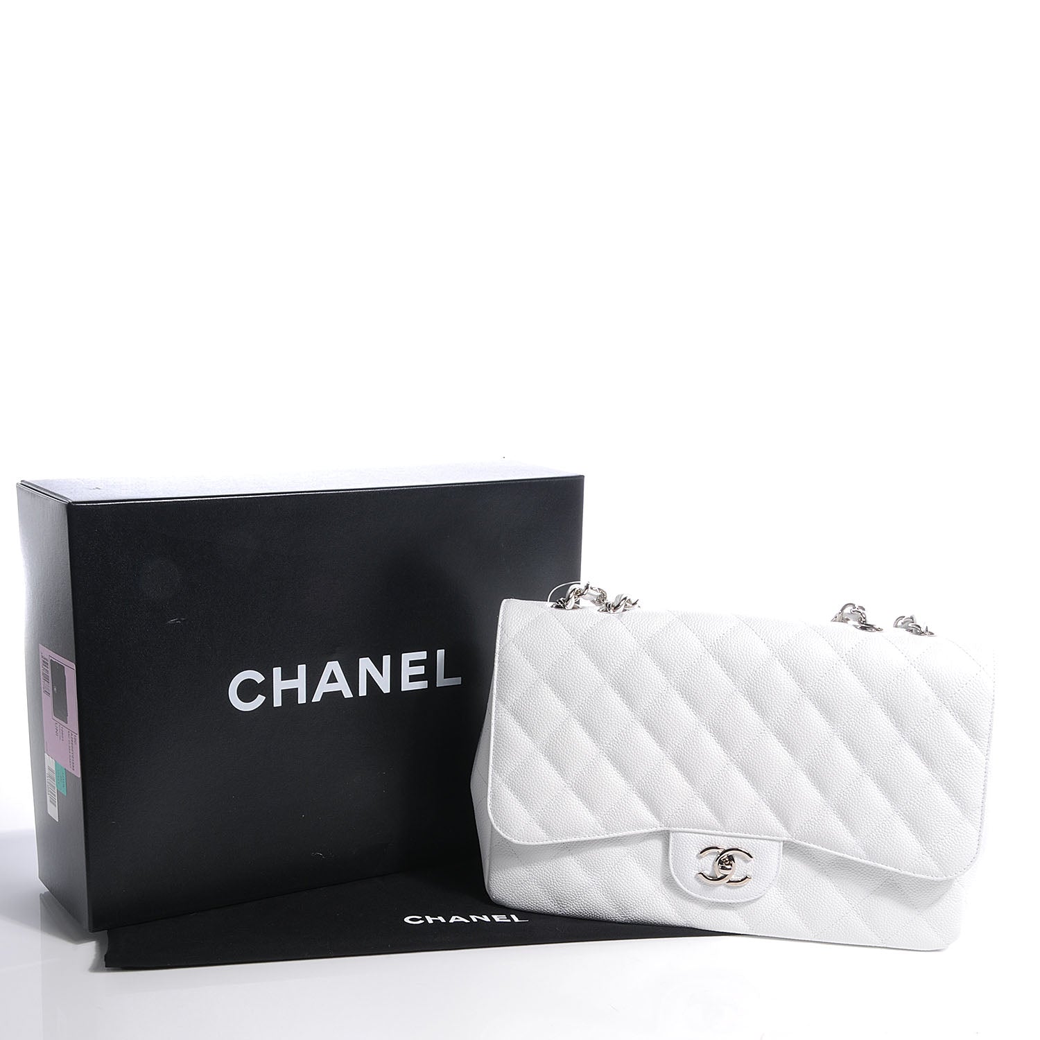 Chanel Caviar Jumbo Single Flap White 5 of 9