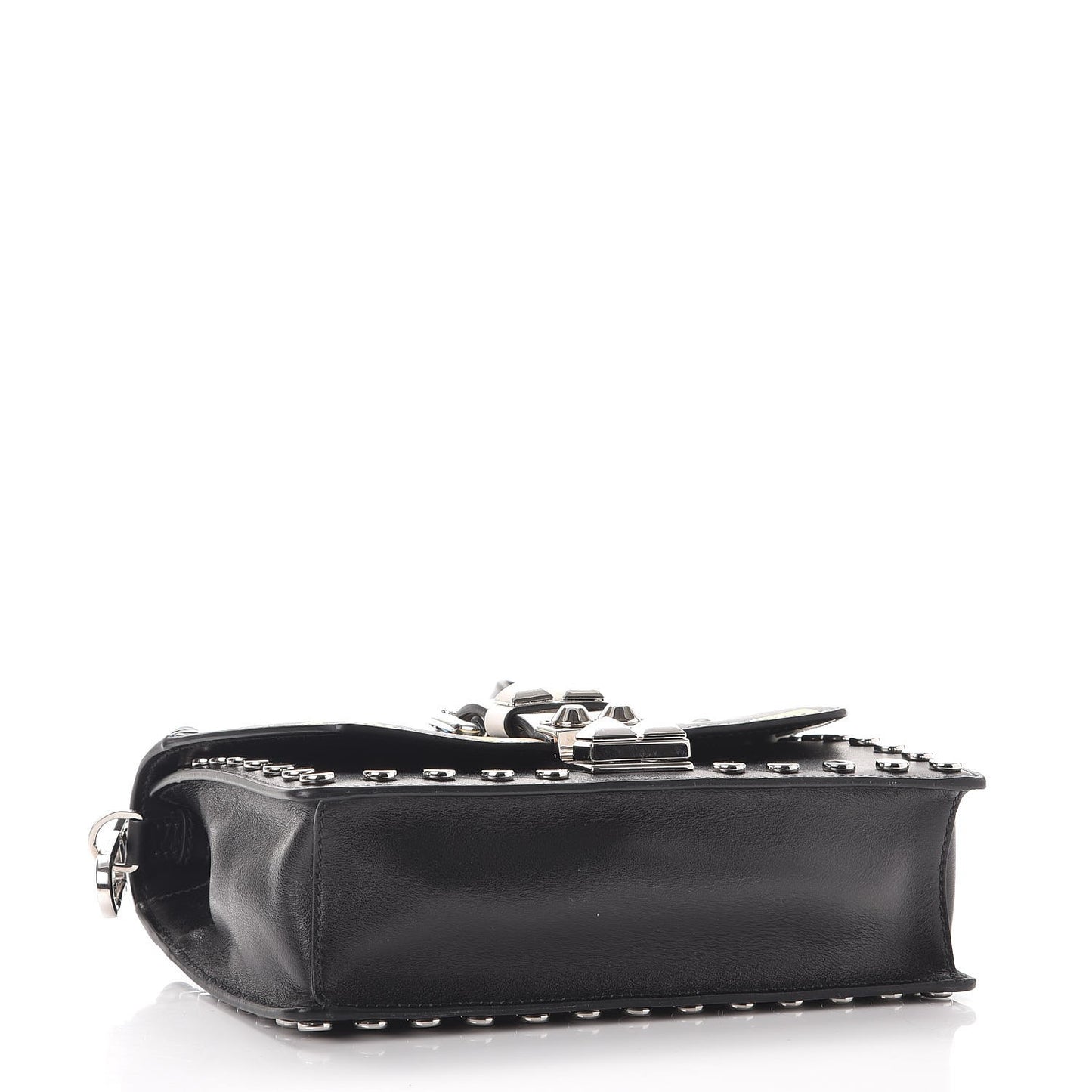 City Calfskin Comic Print Studded Elektra Shoulder Bag Topaz Black