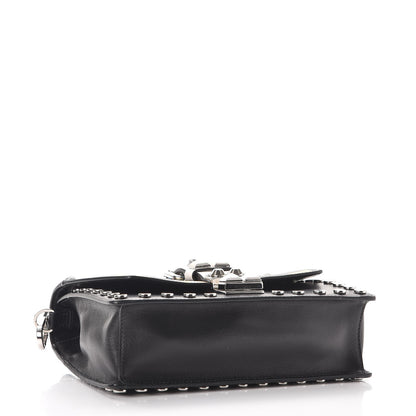 Prada City Calfskin Comic Print Studded Elektra Shoulder Bag Topaz Black 4 of 9