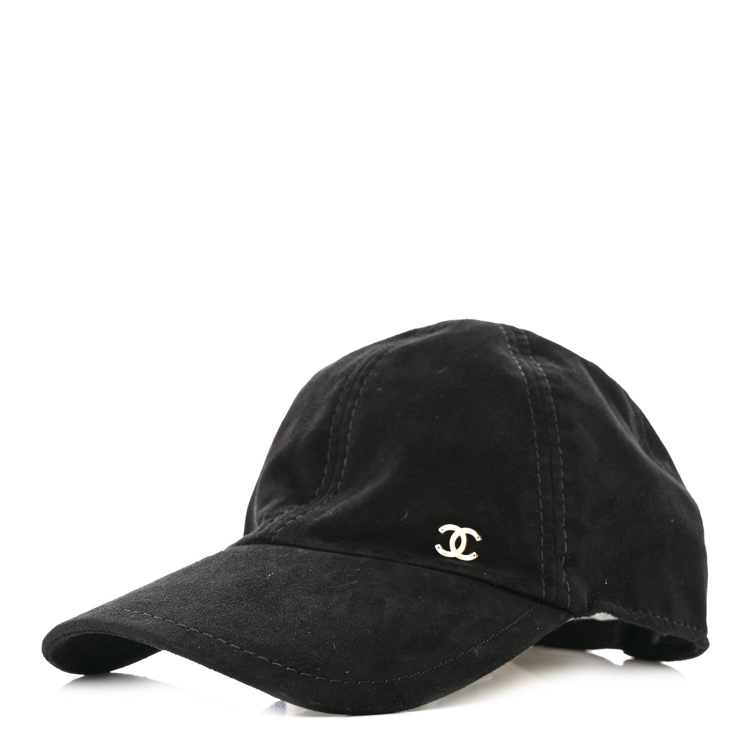Chanel Suede Goatskin CC Cap Hat Black 1 of 7