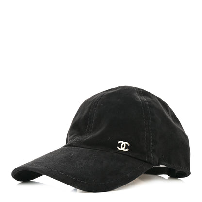 Chanel Suede Goatskin CC Cap Hat Black 1 of 7