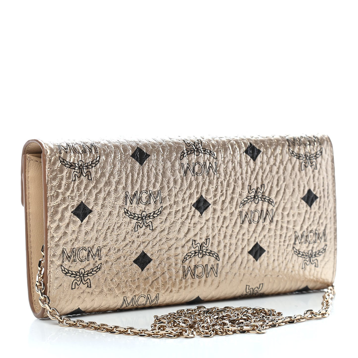 Metallic Visetos Patricia Wallet On Chain Gold