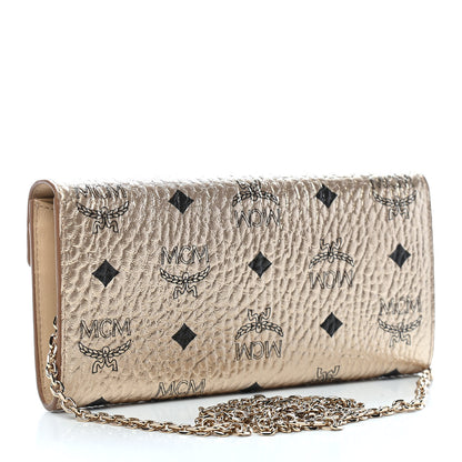 MCM Metallic Visetos Patricia Wallet On Chain Gold 3 of 8