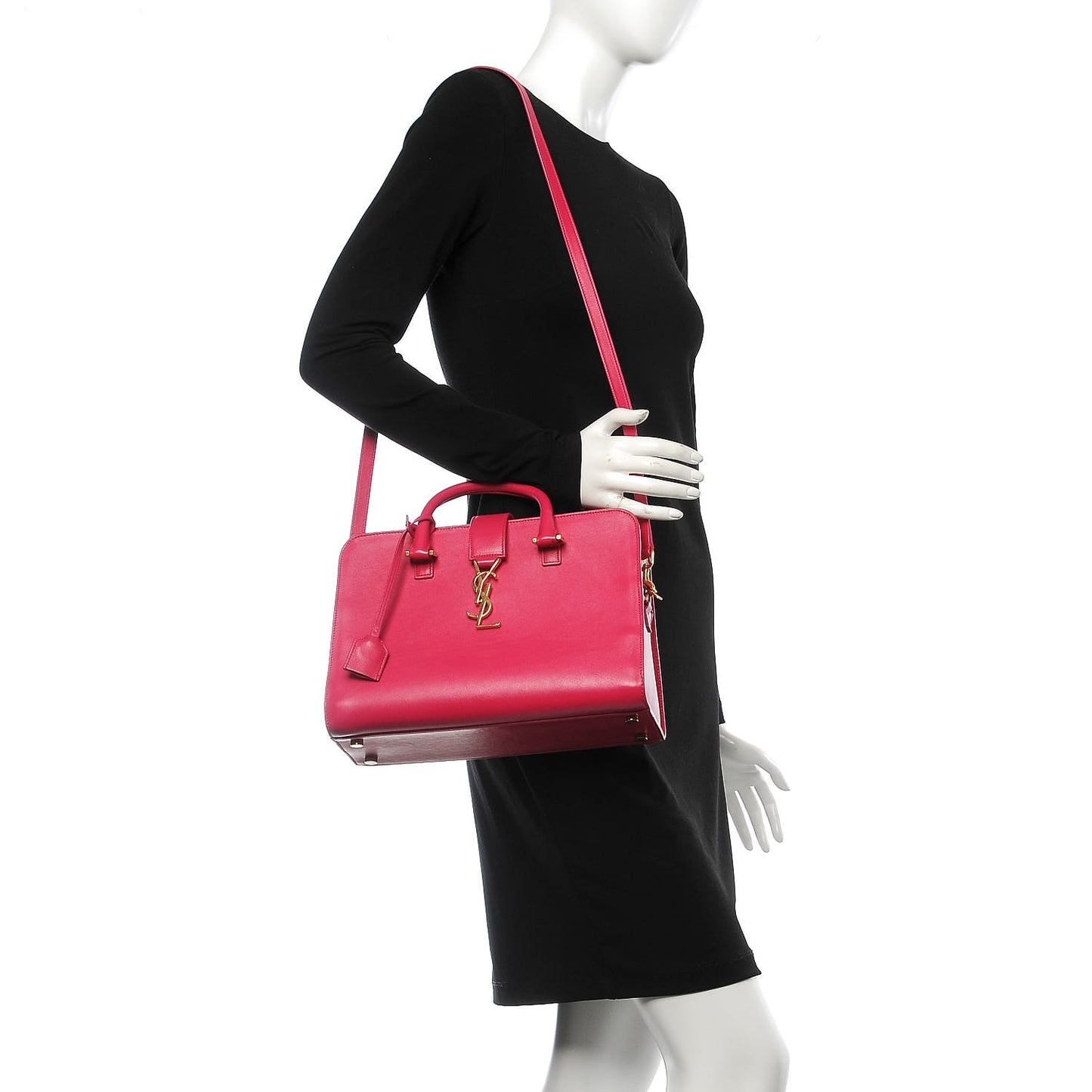 Calfskin Small Monogram Cabas Fuchsia