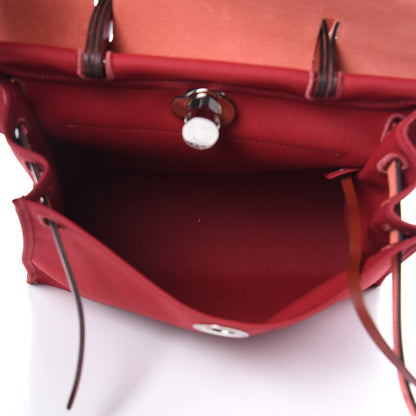 Hermes Vache Hunter Toile Herbag Zip 31 PM Rouge Grenat Rouge H 6 of 11