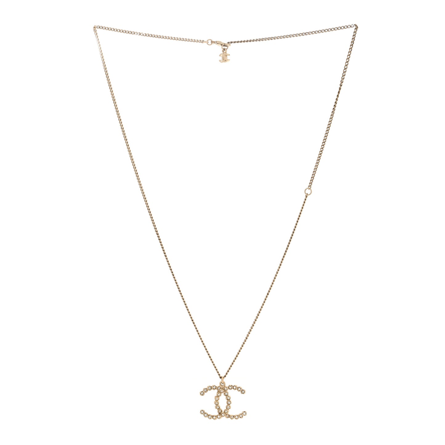 Crystal CC Pendant Necklace Gold