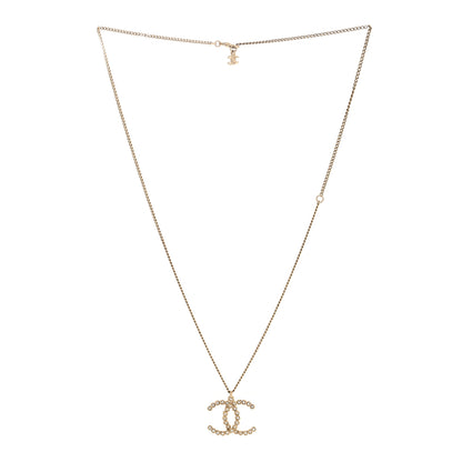 Chanel Crystal CC Pendant Necklace Gold 3 of 4