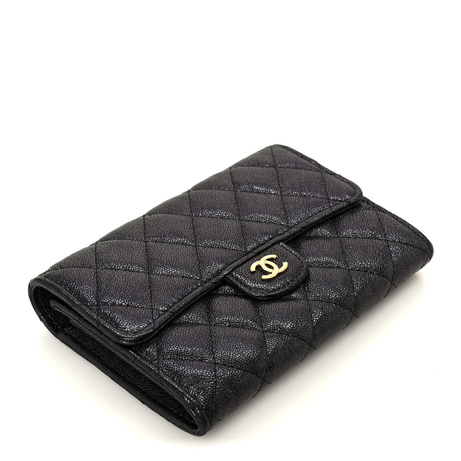 Chanel Iridescent Caviar Quilted Medium Flap Wallet Black 4 of 10