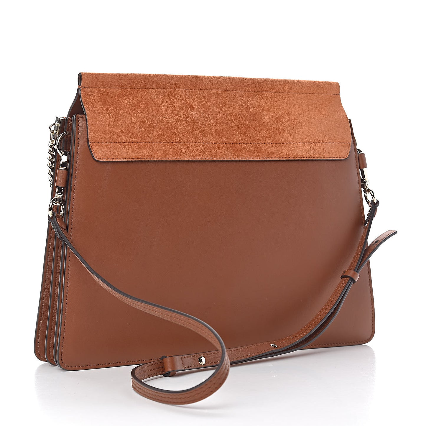Suede Calfskin Medium Faye Shoulder Bag Tobacco